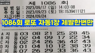 1086회 로또 자동 1장 제발한번만