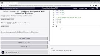 22 - Learn Basic JavaScript Compound Assignment With Augmented Division