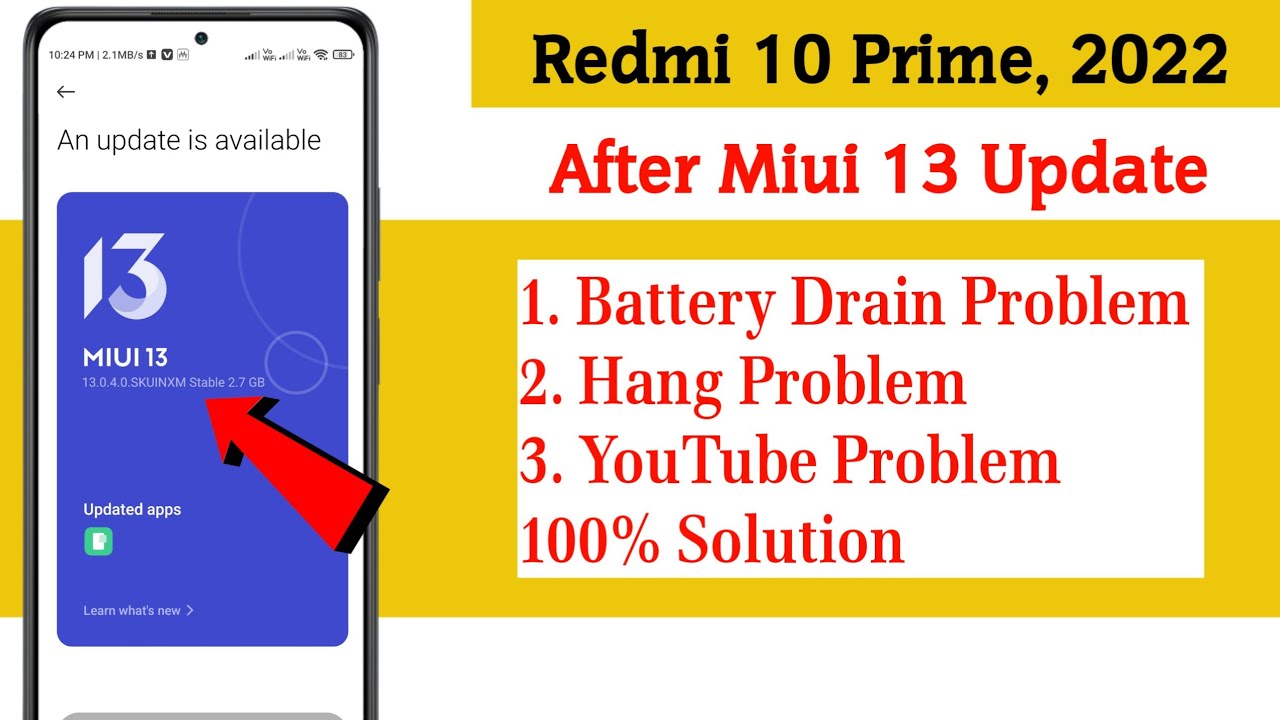 Redmi 10 Prime After Miui 13 Update Battery Drain Hanging, YouTube ...