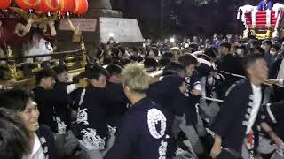 2022年10月14日 2022年枚岡祭り宵宮額田太鼓台宝箱太鼓台二の鳥居通過後の中垣