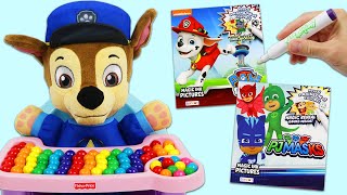 Paw Patrol Baby Chase & PJ Masks Catboy Imagine Ink Kids Learning Activity Coloring Book!