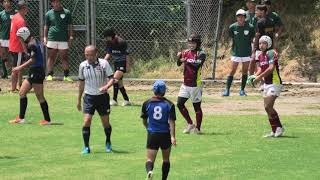 中学ラグビー　愛知県スクール選抜（えんじ）VS　岡山県スクール選抜（青）