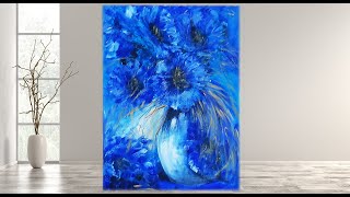 Acrylic abstract painting/ Easy  Flowers /Texture/ MariArtHome