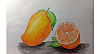 How to draw mango step by step ?/How to draw orange drawing?/ pencil color drawing@Shaheemtayyabart