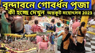 বৃন্দাবনে গোবর্ধন পূজা কি হচ্ছে দেখুন | অন্নকূট পূজা 2023 | Gobardhan Puja in Vrindavan #gobardhan