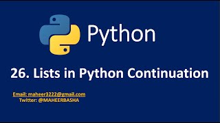 26. Lists in Python Continuation