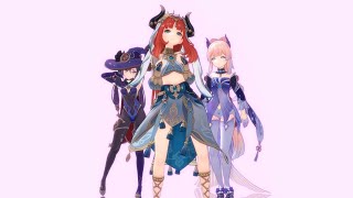 【原神/Genshin Impact MMD/4K 60FPS】水元素キャラの3人で！　ほこりよけダンス