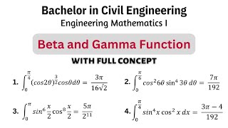 Beta Gamma Function with full concept | Engineering Mathematics I | Bachelor in Civil Engineering #2