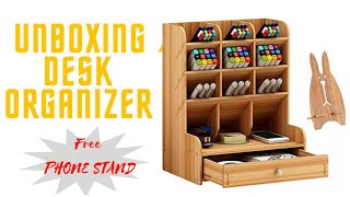 Unboxing Wooden Desk Organizer/How to Assemble/Art Organizer/Amrons Creations