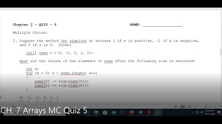 JAVA - Lesson #104 - APCSA - CH. 7 Arrays Practice MC Quiz 5