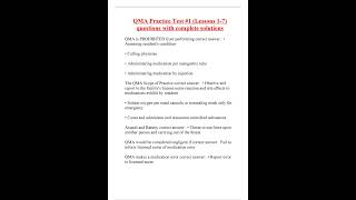 QMA Practice Test #1  Lessons 1-7  questions with complete solutions