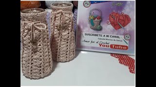 Forramos un frasco en crochet paso a paso #CrochetReciclado