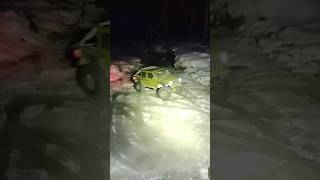 SCX6 getting sideways on the ice ❄️🥶🤘 Night crawling 😎🌕 #axial #scx6 #jeep #rc #crawler #shorts