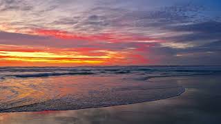 Colourful Afterglow on the Beach with Calm Ocean Waves | Relaxing ASMR for Deep Sleep | 3H in 4K