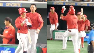 打った瞬間、坂倉将吾のホームラン！カープベンチを追っていたら、新井監督が両手を挙げる！なんと末包昇大もホームラン(打った瞬間撮り逃す笑)2024年8月6日