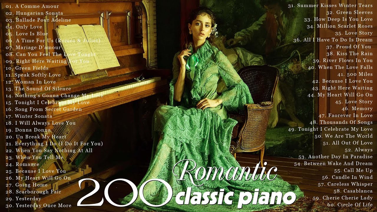 200 Romantic Love Songs In Piano - The Most Beautiful Classical Piano ...