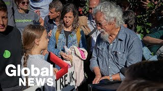 Environmental activist David Suzuki joins Greta Thunberg at climate rally in Vancouver