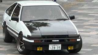 走行･展示 AE86トレノTRUENOトミタクちゃんねる・レビンLEVINトヨタTOYOTAスプリンターSPRINTERカローラCOROLLA ＠第13回甲府駅自動車博覧會2024