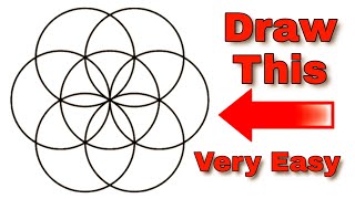 How to Draw Geometric Design of 7 Circles step by step very easily for beginners and Kids