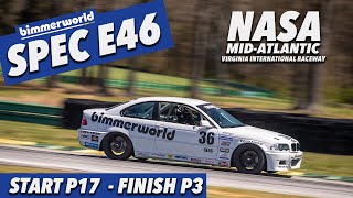 BimmerWorld SpecE46 w/ NASA Mid-Atlantic at VIR