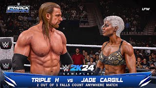 WWE 2K24 Triple H vs Jade Cargill 2 Out of 3 Falls Count Anywhere Match