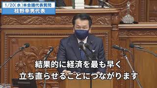 枝野代表　代表質問　「withコロナ」から「zeroコロナ」へ　字幕　20210120