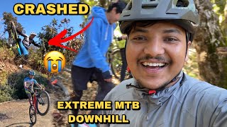 FIRST TIME RIDING DOWNHILL MTB  🔥BEST DOWNHILL TRACK IN POKHARA 🤟 BADLY CRASHED 😭