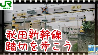 秋田新幹線　踏切を歩こう　Japan Railway crossing Akita Shinkansen LINE RAILWAY(japan)