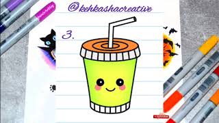 How to draw cute cupcake🧁ice cream🍨 and juice /how to draw