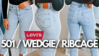 LEVI'S JEANS REVIEW & TRY ON | 501, Ribcage & Wedgie!