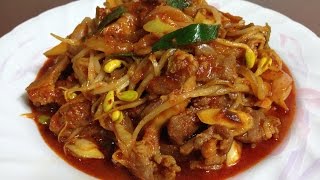 #482-1 stir fried spicy pork with bean sprouts - 콩나물 돼지고기볶음 (집밥 백선생 13회)