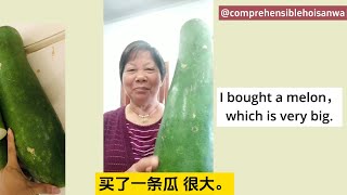 台山話Vlog: Yan's mom bought a big melon today. (with Chinese and English Subtitles)-Basic Beginner