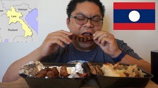 FIRST TIME TRYING LAOTIAN BBQ MUKBANG | SAUSAGE + RIBS | EATING SHOW | Kra Z Kai's Laotian Barbeque