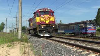 Тепловоз Ц36-7и-1522 на ст. Аэдвийду / GE C36-7i-1522 passing Aegviidu station