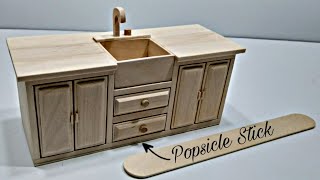 Amazing Miniature Kitchen Cabinet From Popsicle sticks | Miniature Furniture