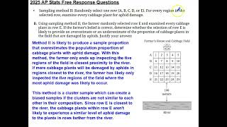 2025 AP Stats Free Response Question #2