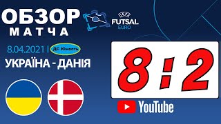 Украина Дания 8:2 Футзал Обзор матча Квалификация на EURO2022 Gennemgå Ukraine Danmark 8:2 Futsal