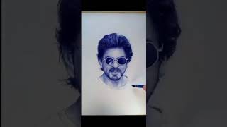 Shahrukh khan drawing with pen 😍 | A realistic portrait sketching #shorts #ytshorts #drawing #arts