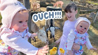 *REBORN OUTING with a TODDLER* NATALIE GETS BITTEN BY A GOAT AT THE FARM