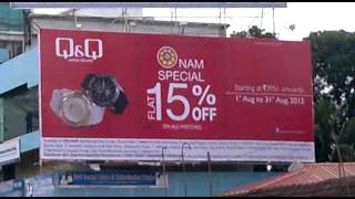 Hoardings at prime site in Thrissur for Q\u0026Q by Globex 09846336644   video2