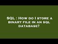 SQL : How do I store a binary file in an sql database?