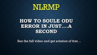 NLRMP ODU ERROR SOLUTION