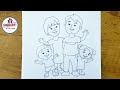 family drawing easy happy family love drawing draw a family easy step by step simple art rose