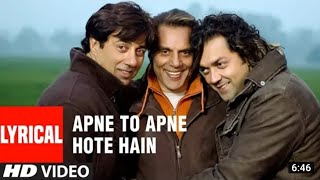 Apne To Apne Hote Hain | 4K Video | Apne | Sunny Deol, Bobby Deol, Dharmendra | Hindi Bollywood Song