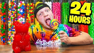 SNEAKING In OVERNIGHT CANDY SHOP 24 HOUR Challenge!