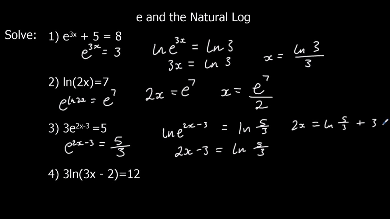 The Exponential Function E And The Natural Log Ln - YouTube