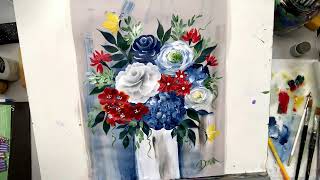 Learn to Paint One Stroke - LIVE With Donna: Red, White & Blue Bouquet | Donna Dewberry 2024