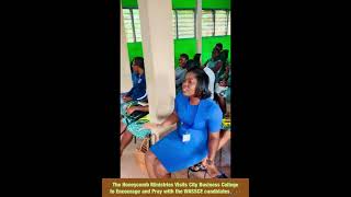 The Honeycomb Ministries' visit WASSCE candidates to encourage and pray with them.