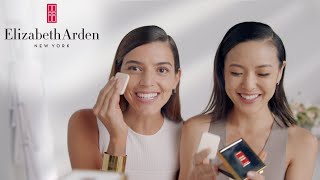 Flawless Finish Sponge-On Cream Makeup Feat. Calu Rivero \u0026 Jen Chae | Elizabeth Arden