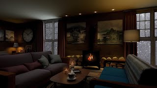 아늑한 겨울 분위기ㅣ🔥벽난로ㅣ❄️눈내림ㅣ☕그리고 커피ㅣCozy Winter AmbienceㅣFireplaceㅣSnowfallㅣand Coffeeㅣ4K UHDㅣASMR